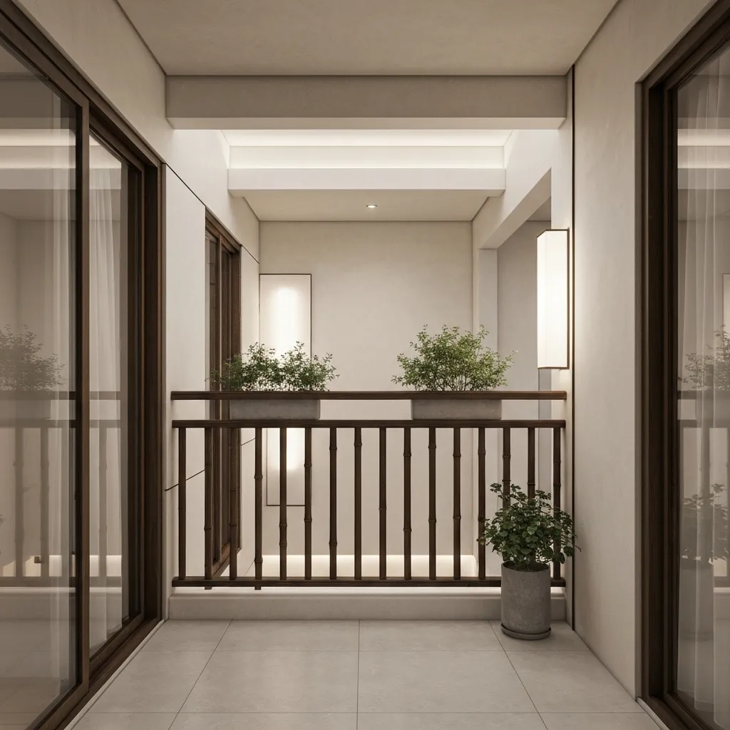 Professional balcony design with Asian minimal aesthetic
