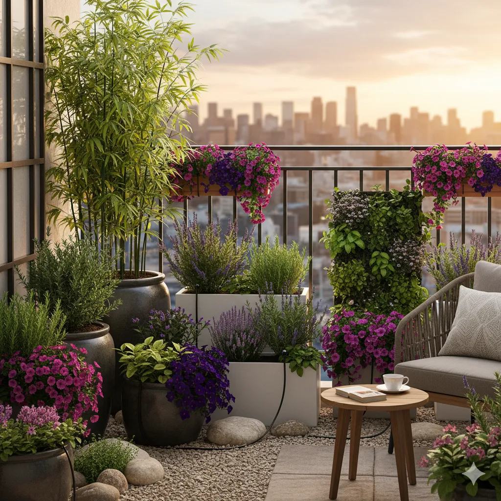 Professional installation of balcony plants